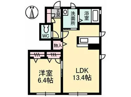 シャーメゾン古野上(1LDK/1階)の間取り写真