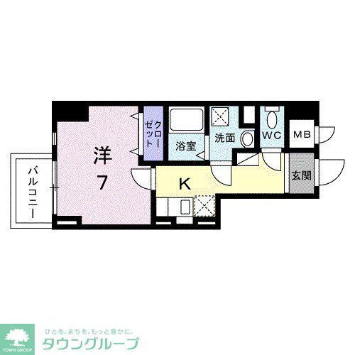 スアヴィス平塚八重咲(1K/2階)の間取り写真
