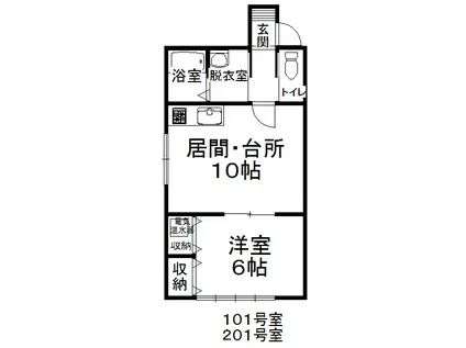 グリーンパークヒルズ(1LDK/2階)の間取り写真