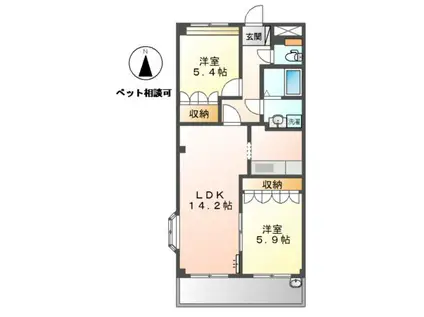 ペティハウスロベリア(2LDK/3階)の間取り写真