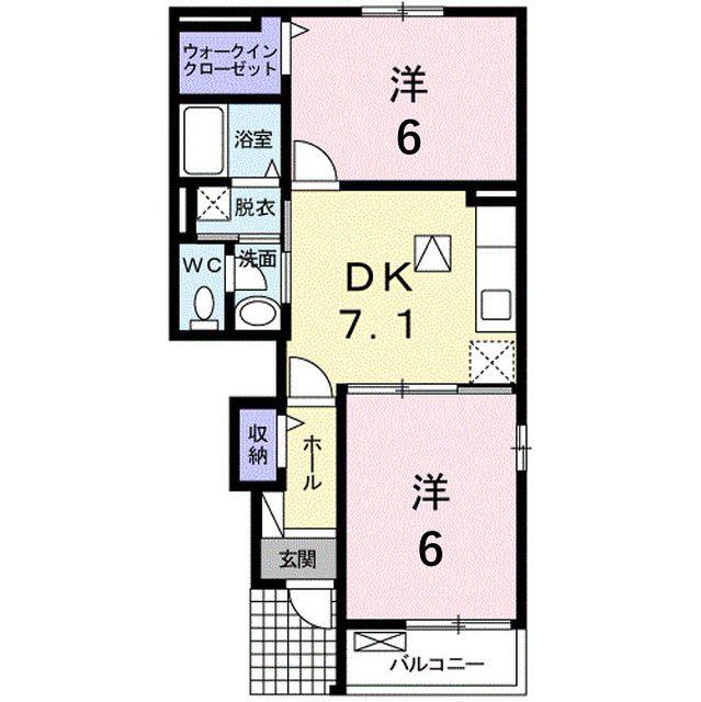 フォルトグランデ III(2DK/1階)の間取り写真
