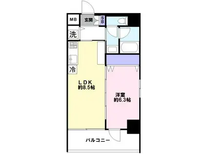 VILLA BLANCHE KOBE(1LDK/4階)の間取り写真