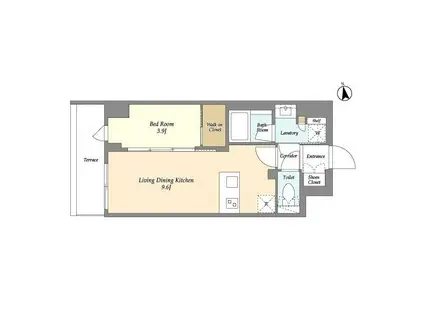 AIFLAT品川戸越パークサイド(1LDK/2階)の間取り写真