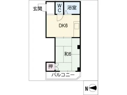 メゾン神村(1DK/2階)の間取り写真