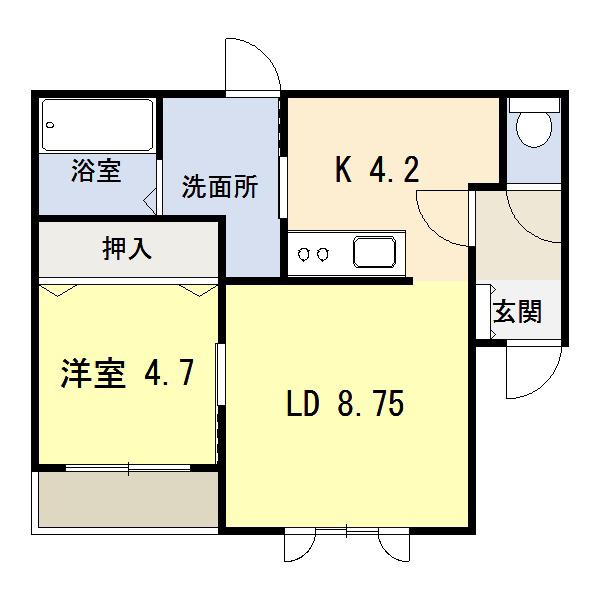 カラリア西1条通(1LDK/3階)の間取り写真