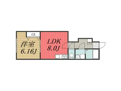 ナリトモ宮崎A(1LDK/1階)の間取り写真