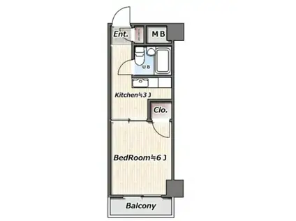 川崎ダイヤモンドマンション(1K/2階)の間取り写真
