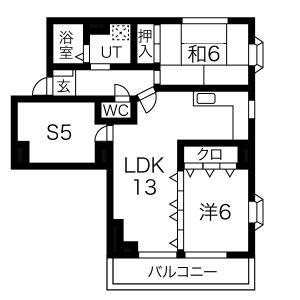 アルファーレジデンス簗瀬(2SLDK/6階)の間取り写真