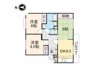 京阪本線 萱島駅 徒歩23分 6階建 築30年(3DK/2階)の間取り写真