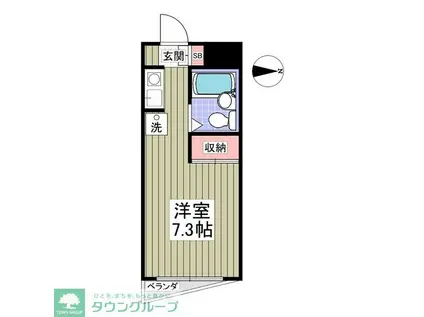 ビラ デル ソル(ワンルーム/2階)の間取り写真