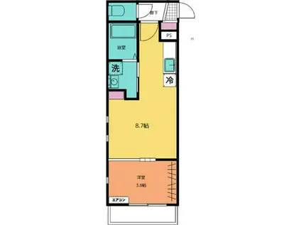 プランド東照宮(1LDK/3階)の間取り写真