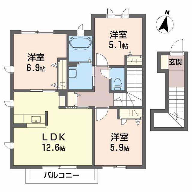 シャーメゾンアリス(3LDK/2階)の間取り写真