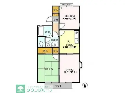 セジュールブライトII(3K/1階)の間取り写真