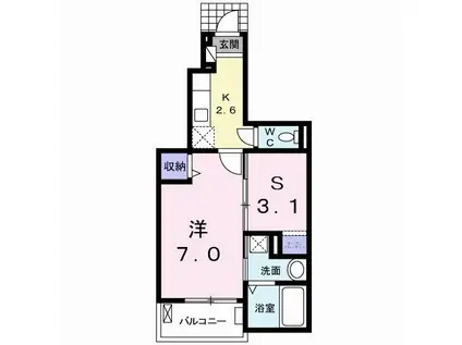 ピュアK(1SK/1階)の間取り写真