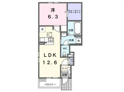 プラーンドルXVII(1LDK/1階)の間取り写真