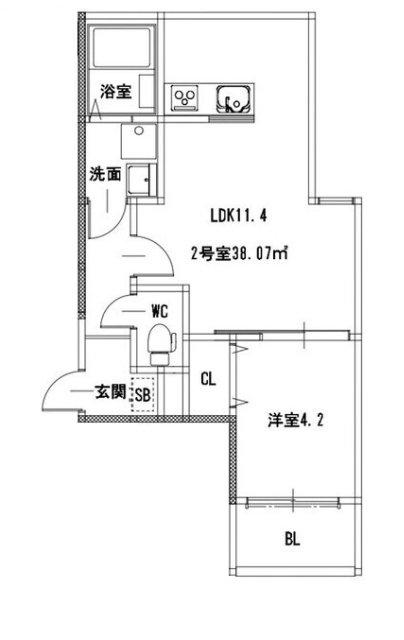 メゾンクレール御領(1LDK/2階)の間取り写真