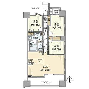 プラセシオン堀田駅前(3LDK/9階)の間取り写真