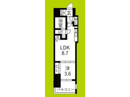 ミラージュパレス本町DEPART(1LDK/13階)の間取り写真