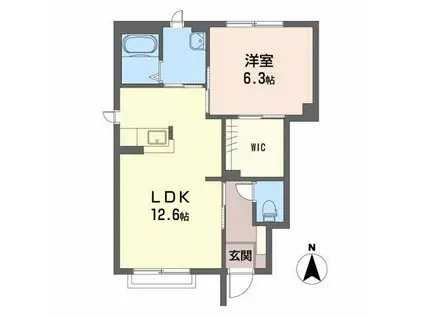 シャーメゾンほほえみ(1LDK/1階)の間取り写真