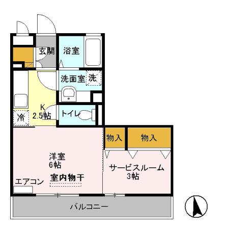 オールベルク(1K/3階)の間取り写真