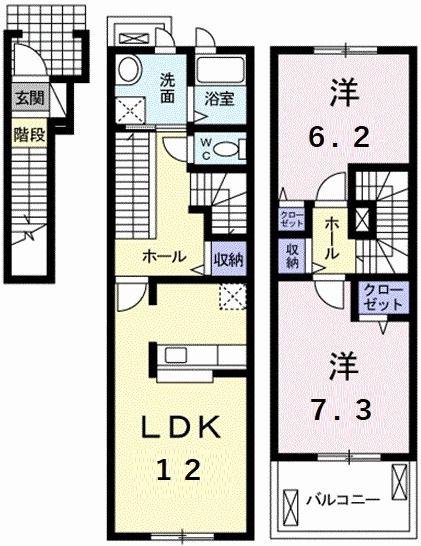 シエル エトワールB(2LDK/2階)の間取り写真