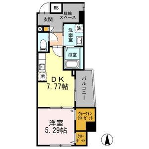 サンハイツ三光町(1DK/2階)の間取り写真