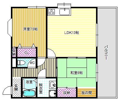 ドゥシャトルヌーベル(2LDK/3階)の間取り写真