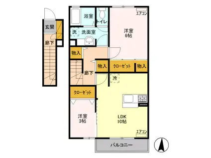 マグノリア(2LDK/2階)の間取り写真