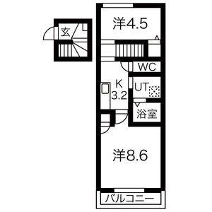 アイランドヴィレッジ本町(2K/2階)の間取り写真