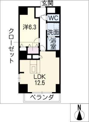 P-SQUARE SHUMOKU(1LDK/8階)の間取り写真