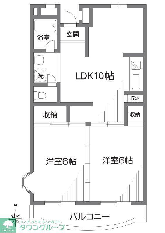 ファルム烏山(2LDK/4階)の間取り写真