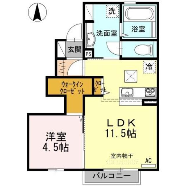 リバーサイド駅東(1LDK/1階)の間取り写真