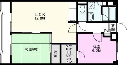 グランパレス越谷(2LDK/2階)の間取り写真