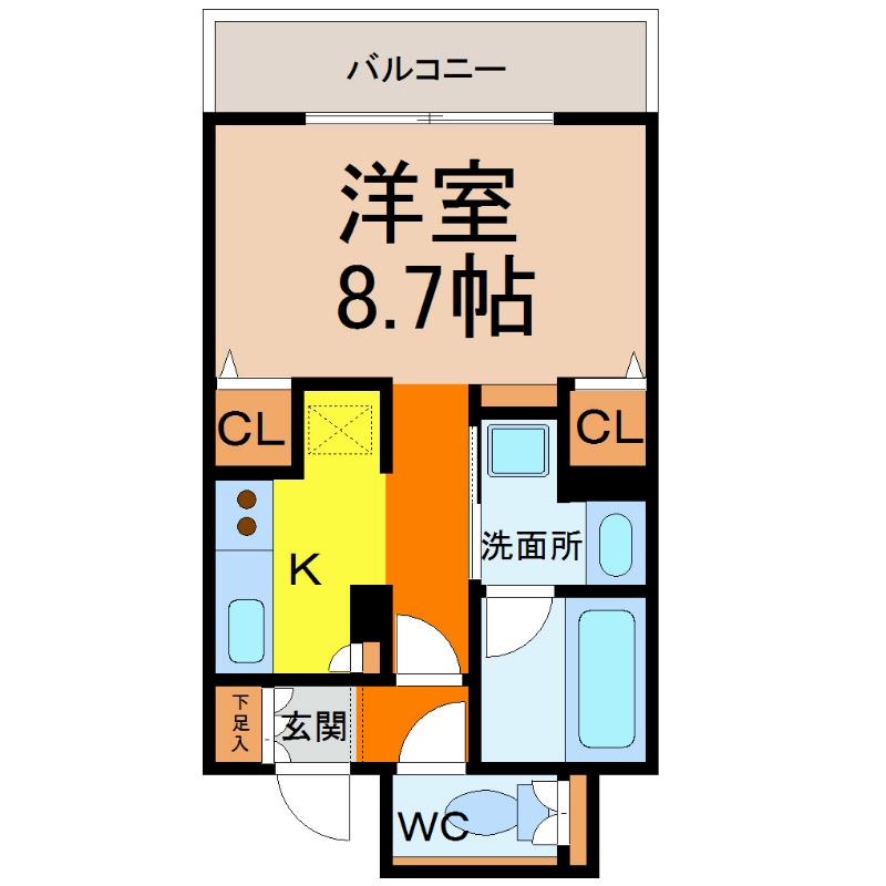 CASSIA車道(1K/15階)の間取り写真