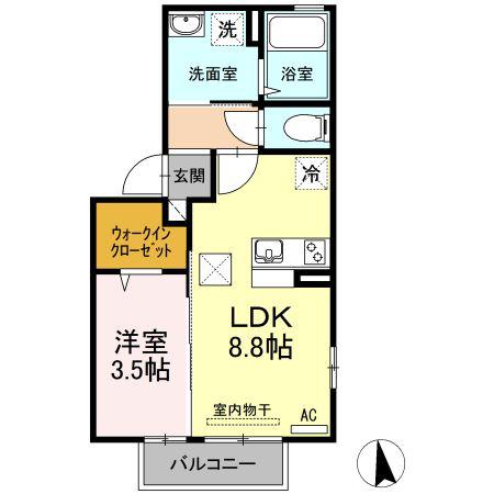 カタルパ ワタリ(1LDK/1階)の間取り写真