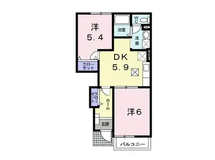 サンライトヒルズ(2DK/1階)の間取り写真