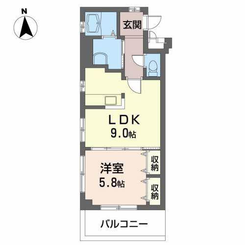 ファミーユ さつき(1LDK/2階)の間取り写真