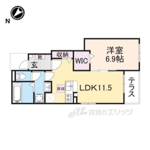 アイプレイス彦根Ⅰ(1LDK/1階)の間取り写真
