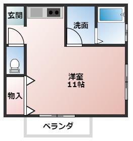 センチュリー21金田 F棟(ワンルーム/1階)の間取り写真