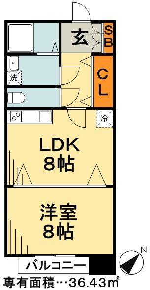 リリックコート平井橋(1LDK/2階)の間取り写真