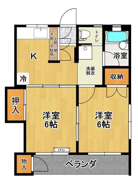 コーポあかね(2K/2階)の間取り写真