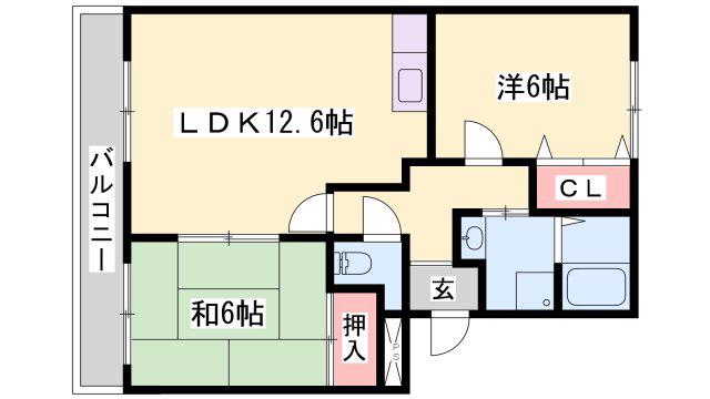 サンライズハイツII(2LDK/1階)の間取り写真