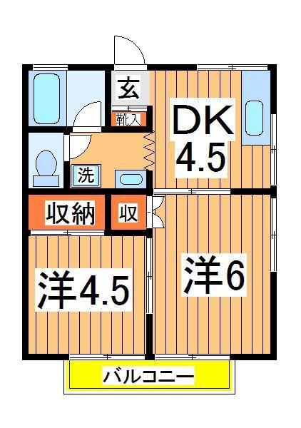 野々下グリーンハイツ(2DK/2階)の間取り写真