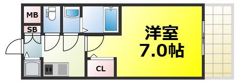 エスリード難波ザ・ゲート(1K/9階)の間取り写真