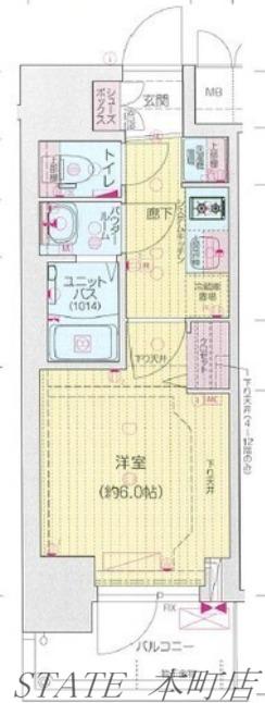プレサンス松屋町ヴィゴラス(1K/8階)の間取り写真