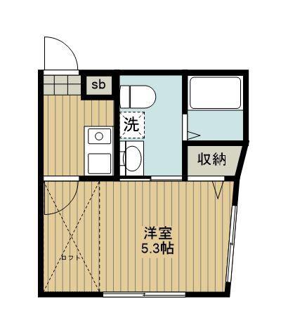 フォレストタウンH(1K/2階)の間取り写真