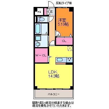 PACE万代(1LDK/3階)の間取り写真