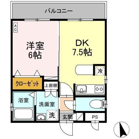 タウンコート砂田(1DK/2階)の間取り写真