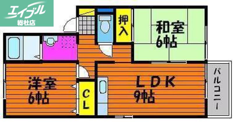 セジュール中村B棟(2DK/2階)の間取り写真