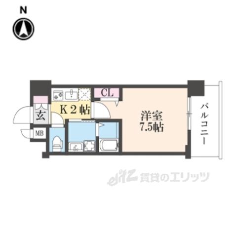 ベラジオ雅び京都西院Ⅱ(1K/3階)の間取り写真
